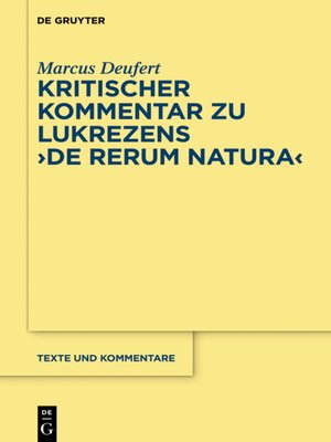 cover image of Kritischer Kommentar zu Lukrezens "De rerum natura"